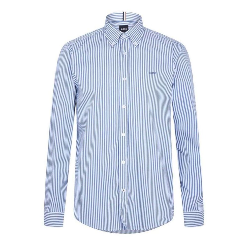 Boss Mens Vertical Stripe Regular Shirt / Medium Blue